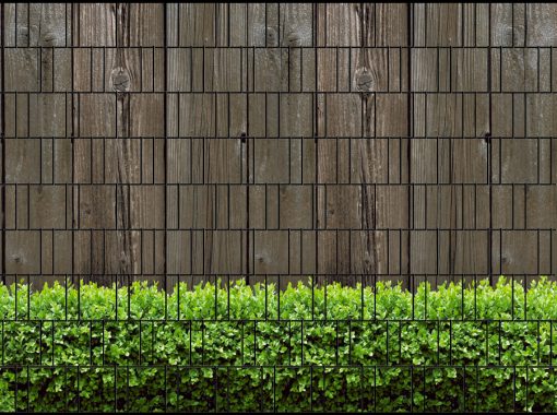 Sichtschutzstreifen Holzwand mit Buxus