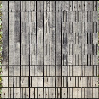 Sichtschutzstreifen Holzwand mit Kirschlorbeer
